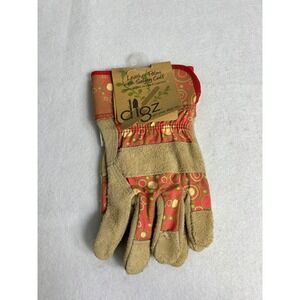 Digz Womens M Red Tan Suede Leather Palm Gardening Work Gloves NEW